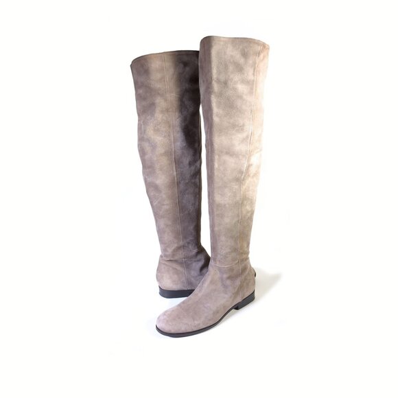 The Seller Boots Over the Knee Taupe Suede Italian Made Boots Womens size 9 - Picture 1 of 9